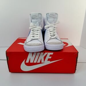 Nike White and Blue High-Top Sneakers